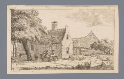 Two men at a table in front of the inn Het Molentje on the Amstel