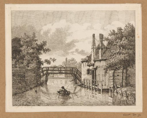 Man in a rowing boat, outside the Weteringpoort