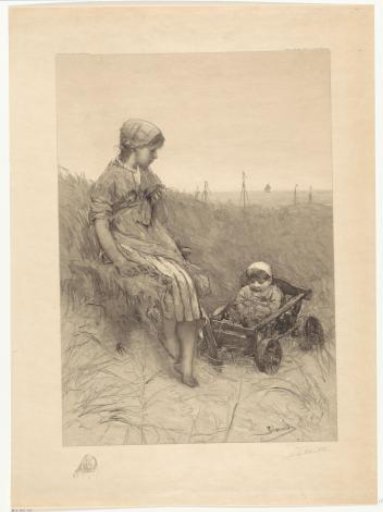 Dune Landscape with a Girl and a Young Child