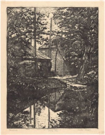 Farmhouse and hay barn by the water