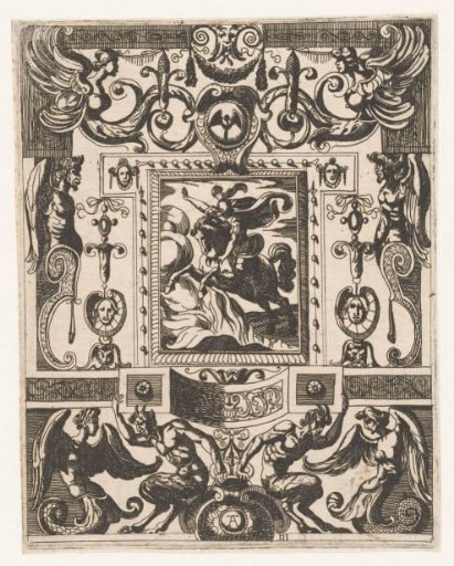 Grotesque ornament with two putti blowing horns