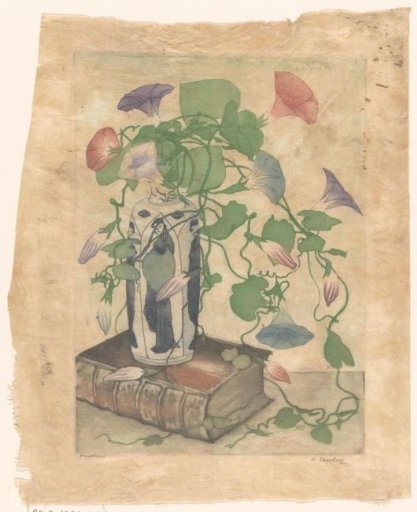 Morning Glory in a Pottery Vase