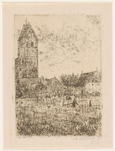 Village view with church tower