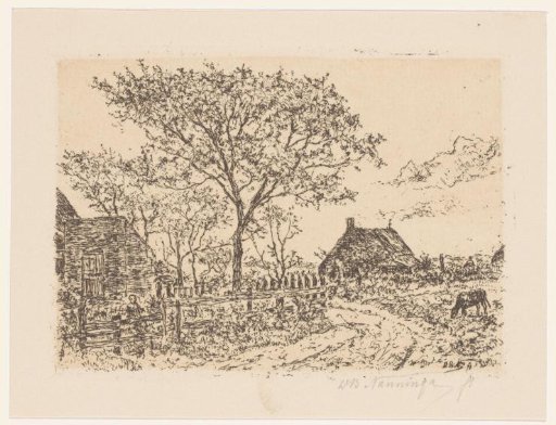 Country road with farmhouses