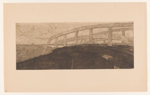 Wooden bridge in a pastoral landscape