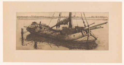 Moored barge