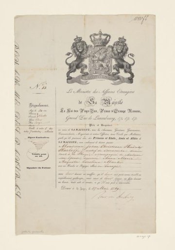 Passport in the name of Johan Christiaan Hendrik Harloff and his wife Anna Maria Augusta Karolina Mark, 27 May 1869