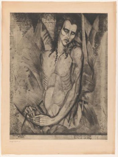 Nude man with closed eyes