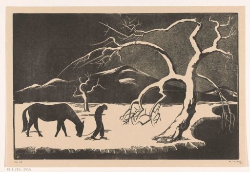Man with Horse in the Snow