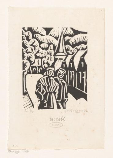 Man and woman in a village street
