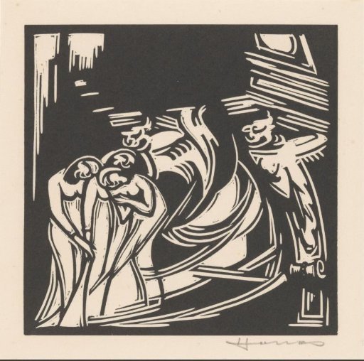 Two fantasy figures with three women