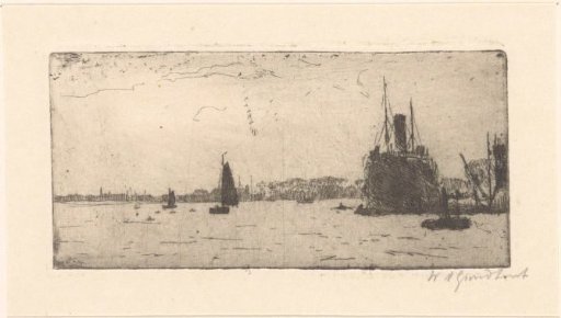 Ships on the Maas in Rotterdam