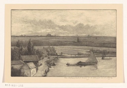 Landscape with sailing ships on the water