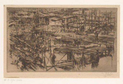 Construction pit with scaffolding