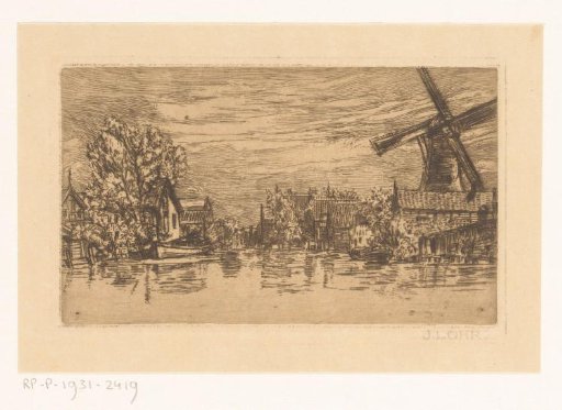 Village view with a mill