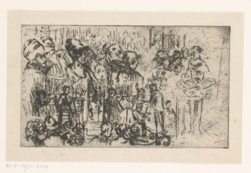 Studies of people with hats and seated figures