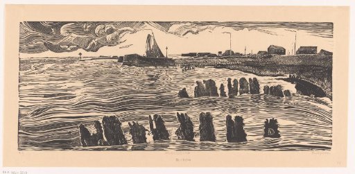 Pile heads at the entrance of a harbour