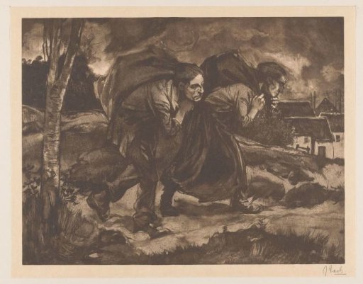 Man and Woman with a Sack on Their Backs