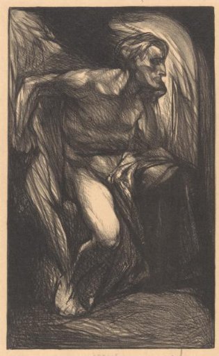 Seated angel, possibly Satan