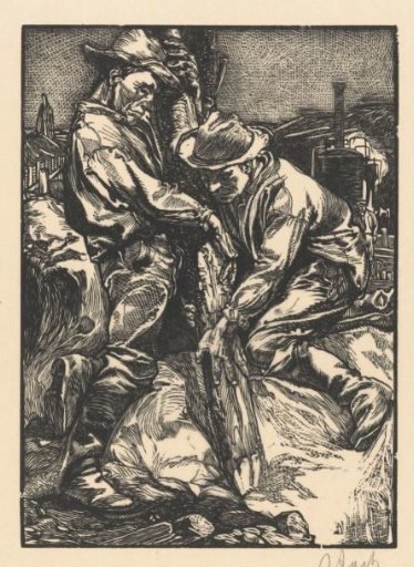 Building Workers Engaged in Pile Driving