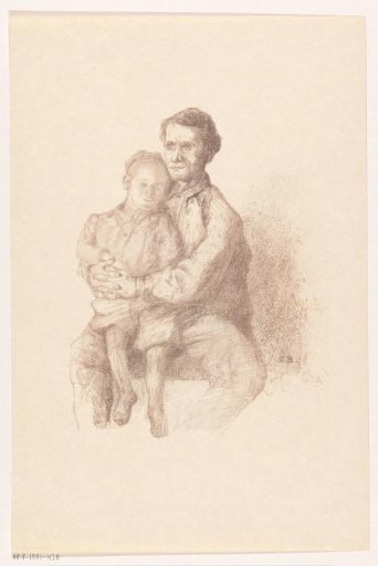 Sick boy on a man's lap