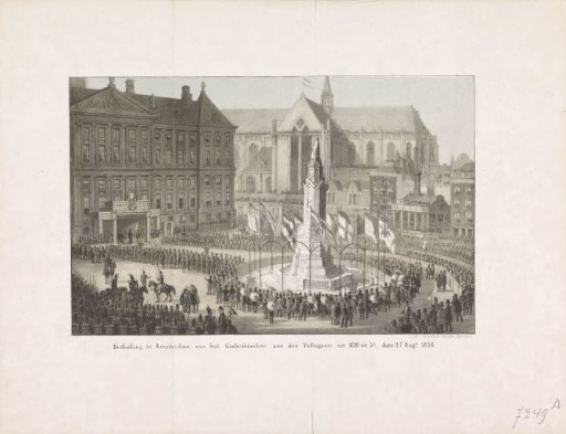 Unveiling in Amsterdam of the Monument to the Spirit of the People of 1830 and 31, dated 27 August 1856