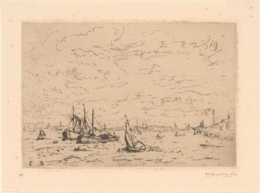 Sailing Ships on a River