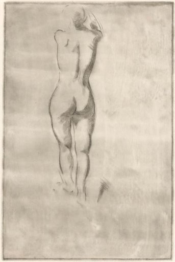 Standing nude woman with raised arm