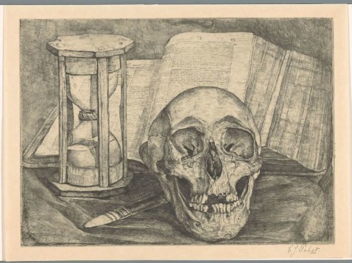 Still Life with a Skull, an Hourglass, a Book and a Knife