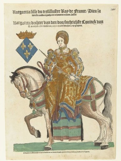 Portrait of Margaret of Valois on horseback