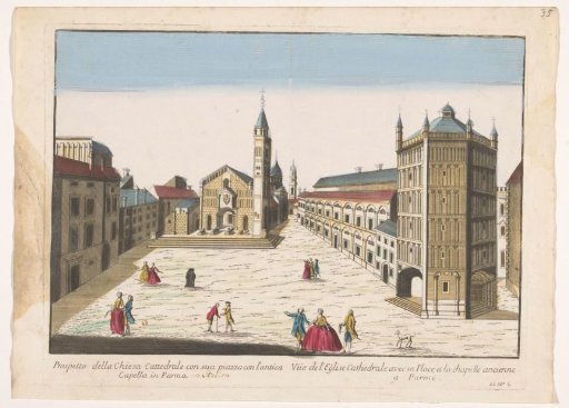 View of the Cathedral and the Baptistery in Parma