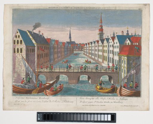 View of the Nikolaifleet opposite the Sankt Nikolaikirche in Hamburg