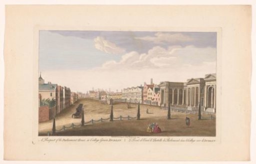 View of the House of Parliament at College Green in Dublin