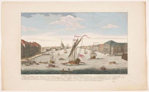 View of the Neva River in Saint Petersburg, seen upstream