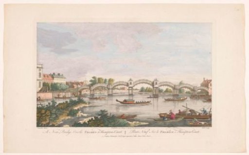 View of Hampton Court Bridge over the River Thames between Hampton and East Molesey