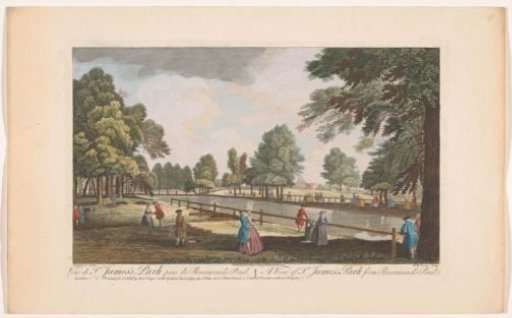 View of Rosomond's Pond in St. James's Park in London