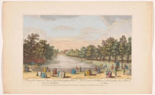 View of the canal in St. James's Park in London, seen from the Horse Guards Parade