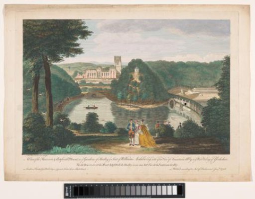 View of Studley Royal Park and Fountains Abbey in Yorkshire