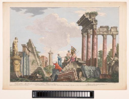 View of the Ruins of the Pyramid of Cestius, the Column of Constantine, and Other Monuments in Rome