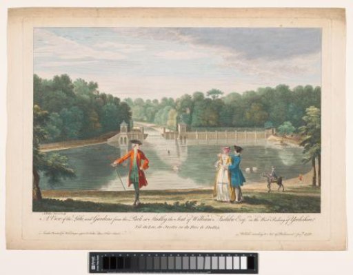 View of a lake in Studley Royal Park in Yorkshire