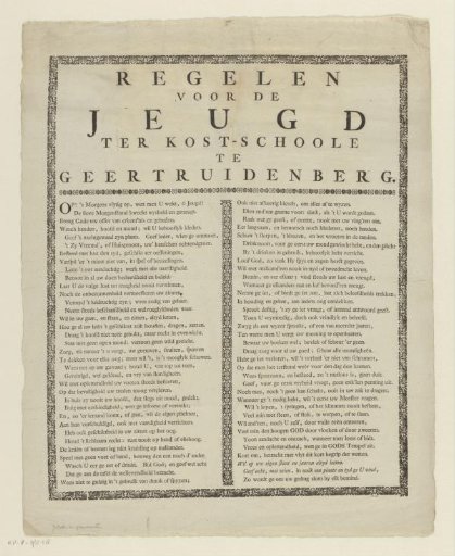 Text page with rules for young people at the Boarding School in Geertruidenberg