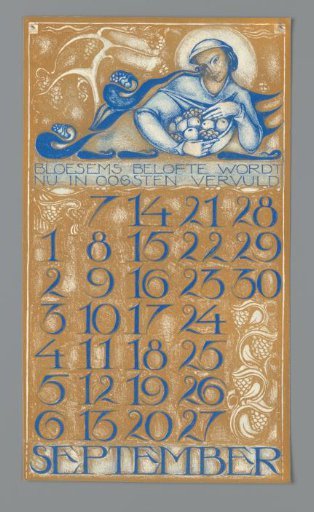 Calendar page for September 1930 from the Nederlandsch Kunstverbond Kalender
