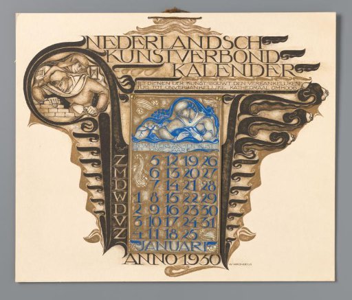 Nederlandsch Kunstverbond Calendar for the year 1930