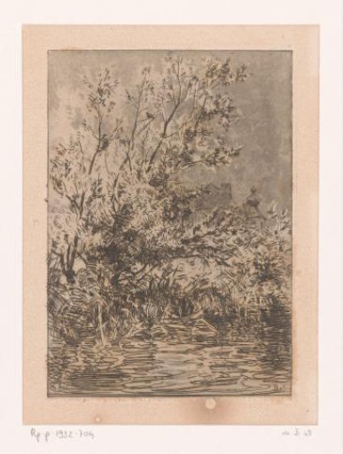 Willows by the water, with Castle De Cannenburgh in the background