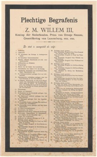 Solemn Funeral of His Majesty William III, King of the Netherlands (...)