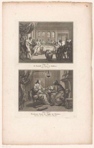 Two scenes from the Gospel of John: the Wedding at Cana and Nicodemus with Christ