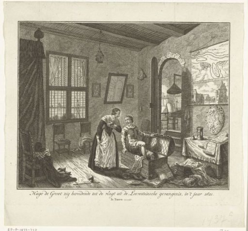 Maria van Reigersberch and Hugo de Groot prepare his escape from Loevestein Castle, 1621