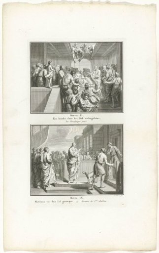 Christ Healing a Paralytic Man Lowered Through the Roof and the Calling of Matthew
