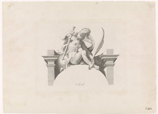 Allegorical female figure on a globe in a niche