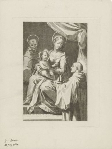 Mary with Child and Two Saint Monks